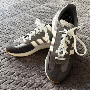 Adidas Men's Sneakers in Gray with White and Orange Accents Size 10.5